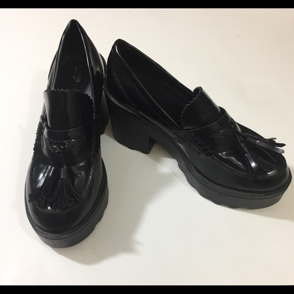 black platform school shoes